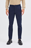 Koyu Lacivert Yan Cep Düz Paça Pamuklu Slim Fit Chino Casual Pantolon 1003255155