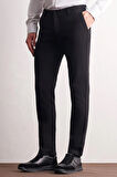Siyah Yan Cep Düz Paça Pamuklu Slim Fit Chino Casual Pantolon 1003255161