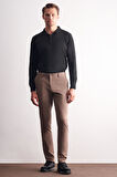Kahverengi Yan Cep Düz Paça Pamuklu Slim Fit Chino Casual Pantolon 1003255164