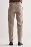 Koyu Bej Yan Cep Düz Paça Pamuklu Comfort Fit Chino Casual Pantolon 1003255166