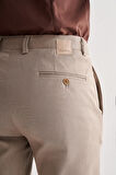 Koyu Bej Yan Cep Düz Paça Pamuklu Comfort Fit Chino Casual Pantolon 1003255166