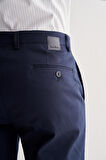 Lacivert Yan Cep Düz Paça Pamuklu Comfort Fit Chino Casual Pantolon 1003255167