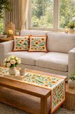Tarzını Seç Kır Çiçek Desenli Salon Dekoru 2 Adet Kırlent Kılıfı (40x38) 1 Adet Runner (40x140) Set