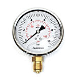 Pakkens 0-10 Bar 100 mm Alttan Bağlantılı Gliserinli Manometre G 1/2 inç