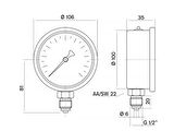 Pakkens 0-100 Bar 100 mm Alttan Bağlantılı Gliserinli Manometre G 1/2 inç