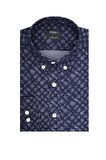 Uzun Kol Baskılı Düğmeli Yaka  Slim Fit Dar Kesim Klasik Gömlek 1004220288 Lacivert