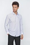 Uzun Kol Baskılı Biritli Yaka  Slim Fit Dar Kesim Klasik Gömlek 1004220922 Koyu Lacivert