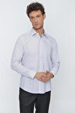 Uzun Kol Baskılı Biritli Yaka  Slim Fit Dar Kesim Klasik Gömlek 1004220922 Koyu Lacivert