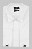 Beyaz Uzun Kollu Bez Ayağı Ata Yaka Cepsiz Pamuklu Basic Slim Fit Dar Kesim Gömlek 1004230060