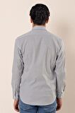 Uzun Kollu Baskılı Cepsiz Pamuklu Likralı Casual Slim Fit Dar Kesim Gömlek 1004230120 Beyaz