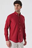 Kısalabilir Kollu Cepsiz Biyeli %100 Pamuk Casual Slim Fit Dar Kesim Gömlek 1004230179 Koyu Kırmızı