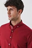 Kısalabilir Kollu Cepsiz Biyeli %100 Pamuk Casual Slim Fit Dar Kesim Gömlek 1004230179 Koyu Kırmızı