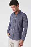 Kısalabilir Kollu Gabardin Cepsiz %100 Pamuk Casual Slim Fit Dar Kesim Gömlek 1004230180 Koyu Lacivert