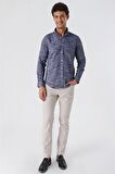 Kısalabilir Kollu Gabardin Cepsiz %100 Pamuk Casual Slim Fit Dar Kesim Gömlek 1004230180 Koyu Lacivert