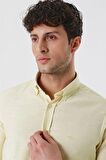 Kısalabilir Kollu Gabardin Cepsiz %100 Pamuk Casual Slim Fit Dar Kesim Gömlek 1004230180 Sarı