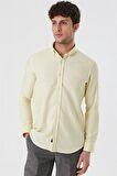 Kısalabilir Kollu Gabardin Cepsiz %100 Pamuk Casual Slim Fit Dar Kesim Gömlek 1004230180 Sarı