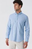 Kısalabilir Kollu Desenli JakarlıCepsiz %100 Pamuk Casual Slim Fit Gömlek 1004230181 Koyu Mavi