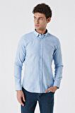 Kısalabilir Kollu Desenli JakarlıCepsiz %100 Pamuk Casual Slim Fit Gömlek 1004230182 Koyu Mavi