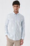 Kısalabilir Kollu Desenli JakarlıCepsiz %100 Pamuk Casual Slim Fit Gömlek 1004230183 Koyu Mavi