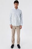 Kısalabilir Kollu Desenli JakarlıCepsiz %100 Pamuk Casual Slim Fit Gömlek 1004230183 Koyu Mavi