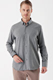 Füme Uzun Kollu Gabardin Sert Yaka Cepli Casual Comfort Fit Rahat Kesim Gömlek 1004235108