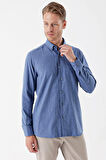 Mavi Uzun Kollu Gabardin Sert Yaka Cepli Casual Comfort Fit Rahat Kesim Gömlek 1004235108