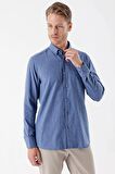Mavi Uzun Kollu Gabardin Sert Yaka Cepli Casual Comfort Fit Rahat Kesim Gömlek 1004235108