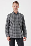 Uzun Kollu Ekoseli Gabardin Sert Yaka Cepli Casual Comfort Fit Gömlek 1004235113 Siyah