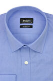 Mavi Uzun Kollu Filafil  Sert Yaka Cepsiz  Pamuklu Basic Slim Fit Dar Kesim Gömlek 1004240008
