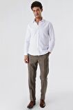 Beyaz Uzun Kollu Armürlü Cepsiz Pamuklu Likralı Slim Fit Dar Kesim Gömlek 1004240193