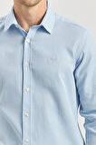 Mavi Uzun Kol Kendinden Desenli Armürlü 032 Sert Yaka Casual Slim Fit Gömlek 1004240249