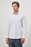 Koyu Lacivert Uzun Kol Çizgili Desen Bez Ayağı 041 Sert Yaka Classic Comfort Fit Gömlek 1004240263