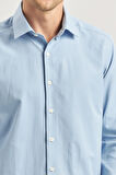 Mavi Uzun Kol Düz Bez Ayağı 041 Sert Yaka Classic Slim Fit Gömlek 1004240267