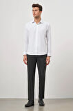 Beyaz Uzun Kol Kendinden Desenli Armürlü 032 Sert Yaka Classic Slim Fit Gömlek 1004245152