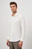 Açık Krem Uzun Kol Kendinden Desenli Armürlü 032 Sert Yaka Classic Slim Fit Gömlek 1004245152