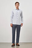 Gri Uzun Kol Kendinden Desenli Armürlü 041 Sert Yaka Classic Comfort Fit Gömlek 1004245154