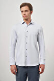 Gri Uzun Kol Kendinden Desenli Armürlü 041 Sert Yaka Classic Comfort Fit Gömlek 1004245156