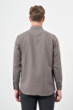 Koyu Kahverengi Uzun Kol Kareli Desen Gabardin Sert Yaka Cepsiz Pamuklu Classic Comfort Fit Gömlek 1004245166