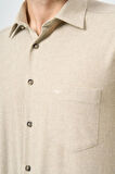 Açık Bej Uzun Kol Düz Gabardin Sert Yaka Cepli Pamuklu Classic Comfort Fit Gömlek 1004245168
