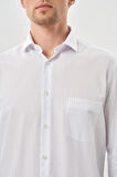Beyaz Uzun Kol Çizgili Desen Gabardin Yarım İtalyan Yaka Cepli Pamuklu Classic Comfort Fit Gömlek 1004245185