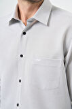 Siyah Uzun Kol Kendinden Desenli Bez Ayağı Sert Yaka Cepli Pamuklu Classic Comfort Fit Gömlek 1004245213