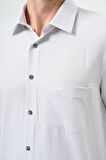 Gri Uzun Kol Kendinden Desenli Bez Ayağı Sert Yaka Cepli Pamuklu Classic Comfort Fit Gömlek 1004245213