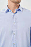 Mavi Uzun Kol Düz Bez Ayağı Sert Yaka Cepsiz Esnek Classic Slim Fit Gömlek 1004245223_301