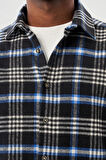 Lacivert Yünlü Ekose Desen Yumuşak Yaka Cepsiz Uzun Kol Casual Comfort Fit Gömlek 1004245227