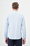 Koyu Mavi Uzun Kol Düz Bez Ayağı Sert Yaka Cepsiz Pamuklu Classic Slim Fit Gömlek 1004245267