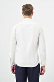 Açık Krem Uzun Kol Düz Bez Ayağı Sert Yaka Cepsiz Pamuklu Classic Slim Fit Gömlek 1004245267
