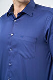 Lacivert Uzun Kol Düz Bez Ayağı 041 Sert Yaka Classic Comfort Fit Gömlek 1004245323