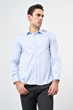 Mavi Uzun Kol Düz Bez Ayağı 032 Sert Yaka Classic Slim Fit Gömlek 1004245324