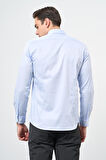 Mavi Uzun Kol Düz Bez Ayağı 032 Sert Yaka Classic Slim Fit Gömlek 1004245324