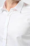 Beyaz Uzun Kol Düz Bez Ayağı 032 Sert Yaka Classic Slim Fit Gömlek 1004245324